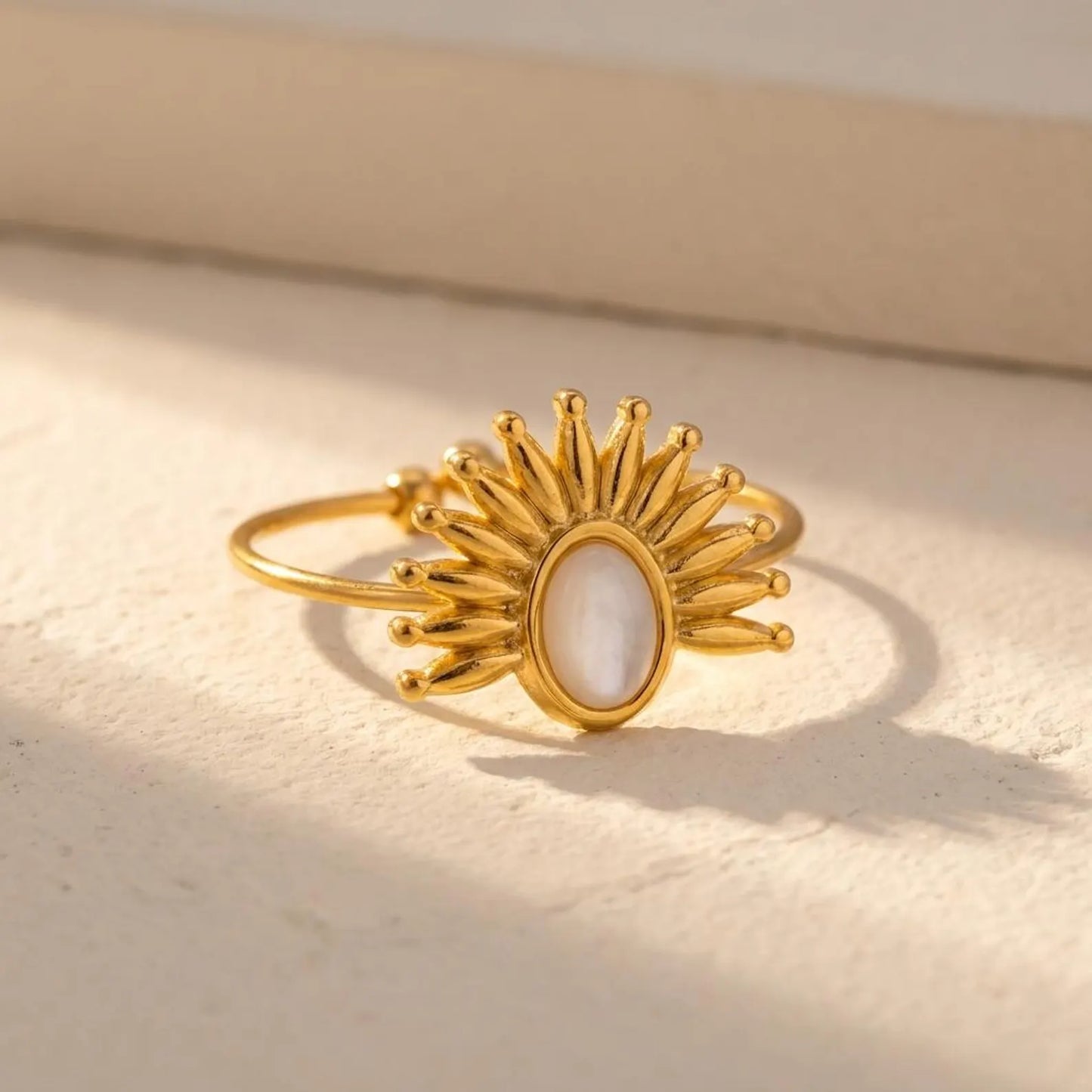 Pearl Sunburst Open Ring