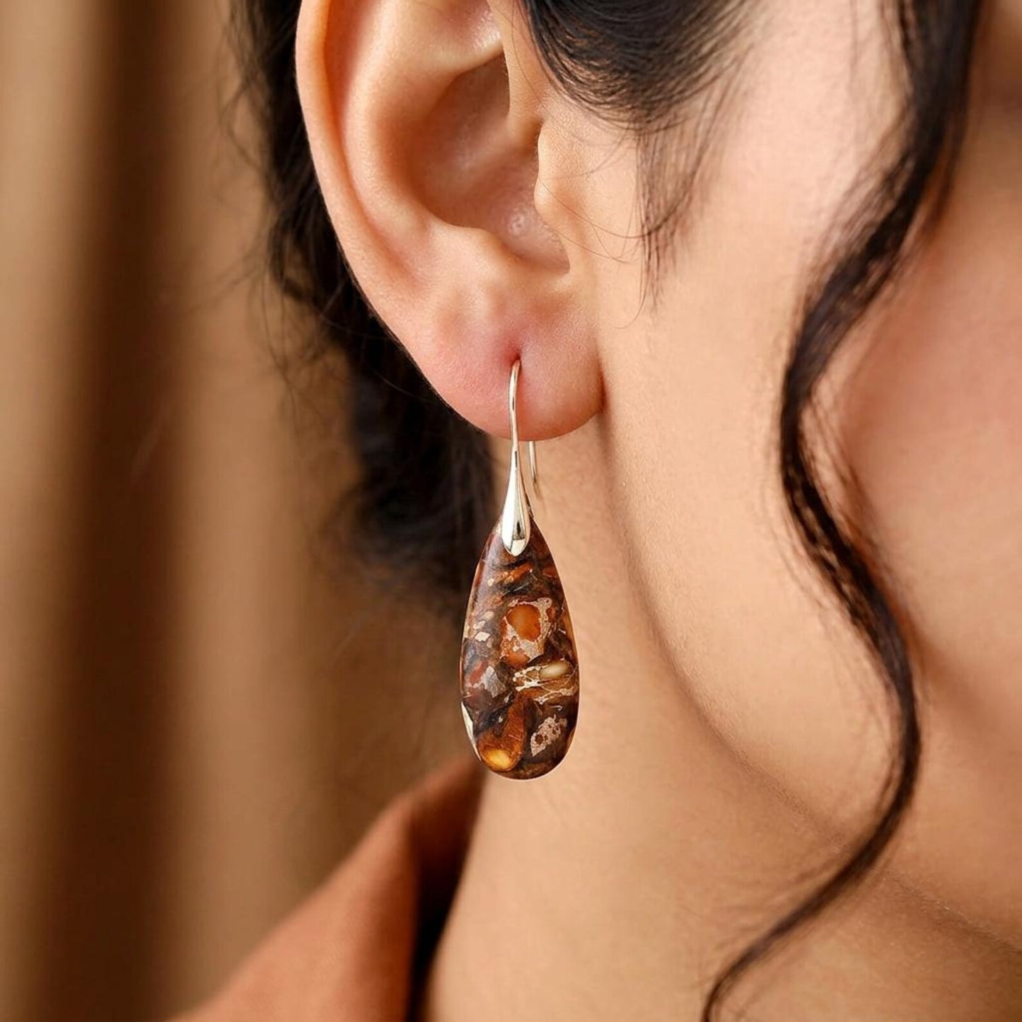 Brown Jasper Teardrop Earrings