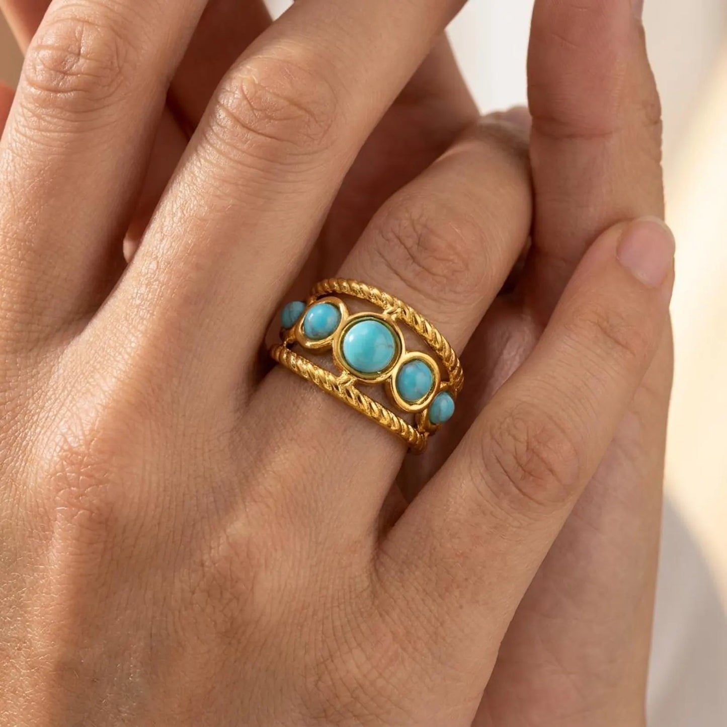 Turquoise Multi-Stone Open Band Ring