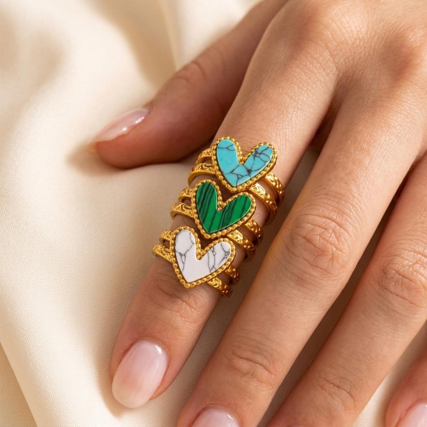 Gemstone Heart Ring