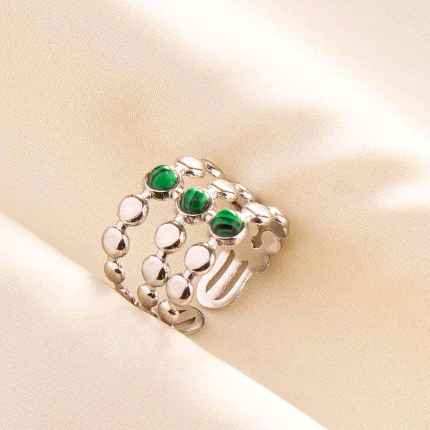 Gemstone Beaded Open Ring