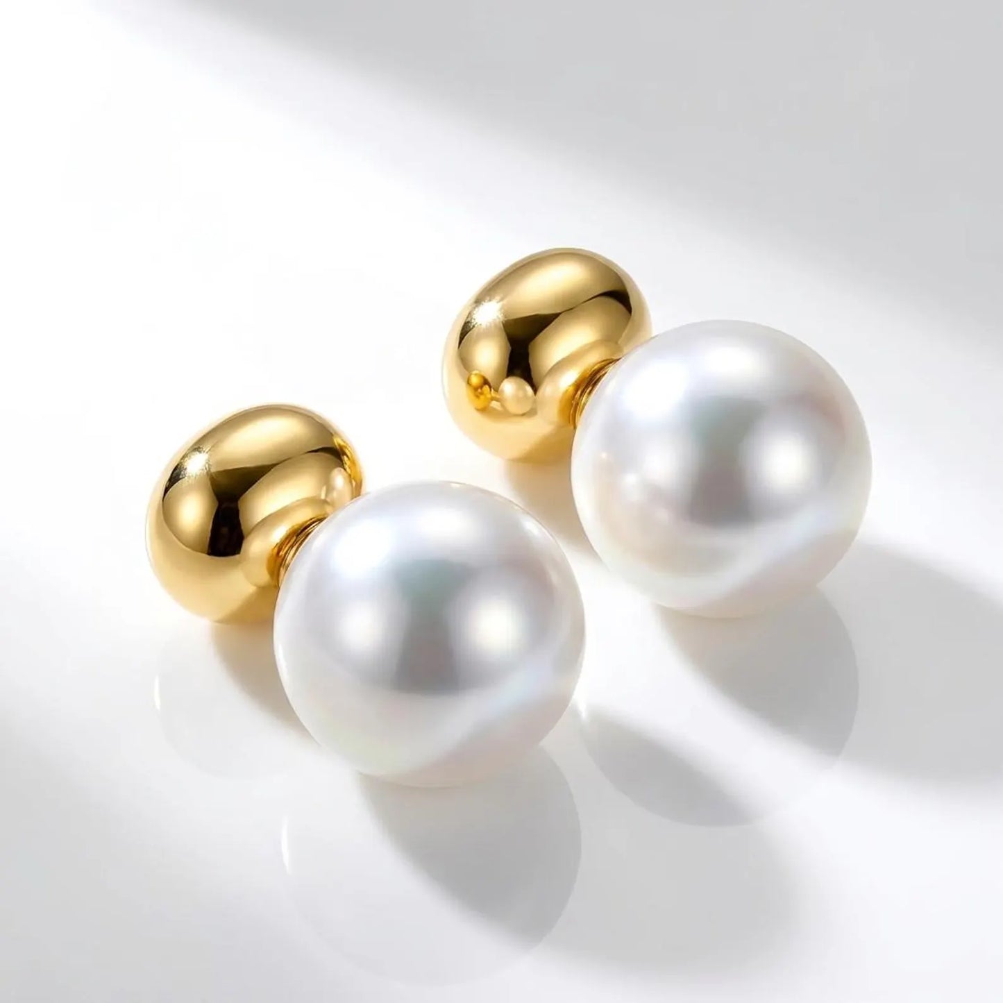 Gold Cap Pearl Earrings