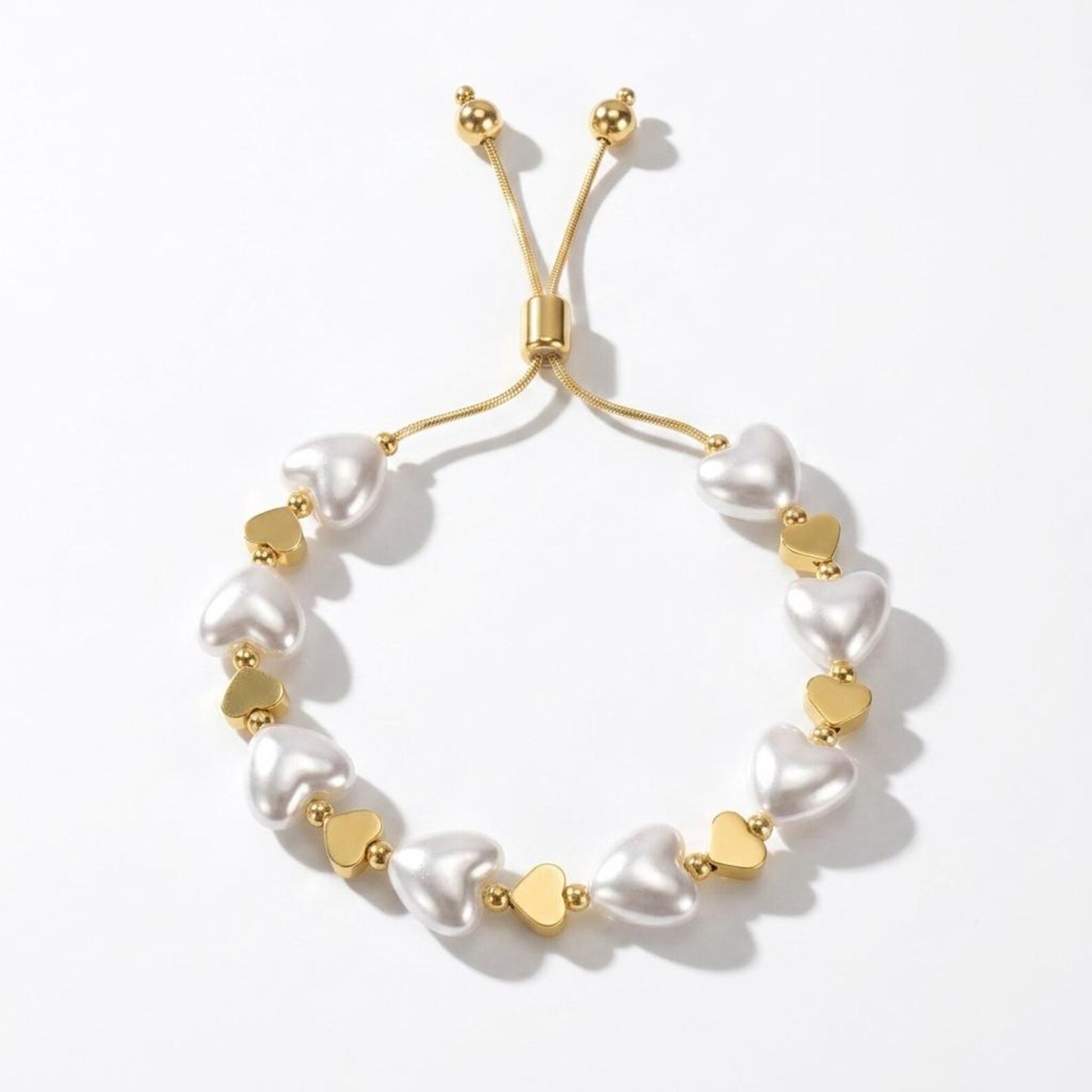 Heart Pearl Slider Bracelet
