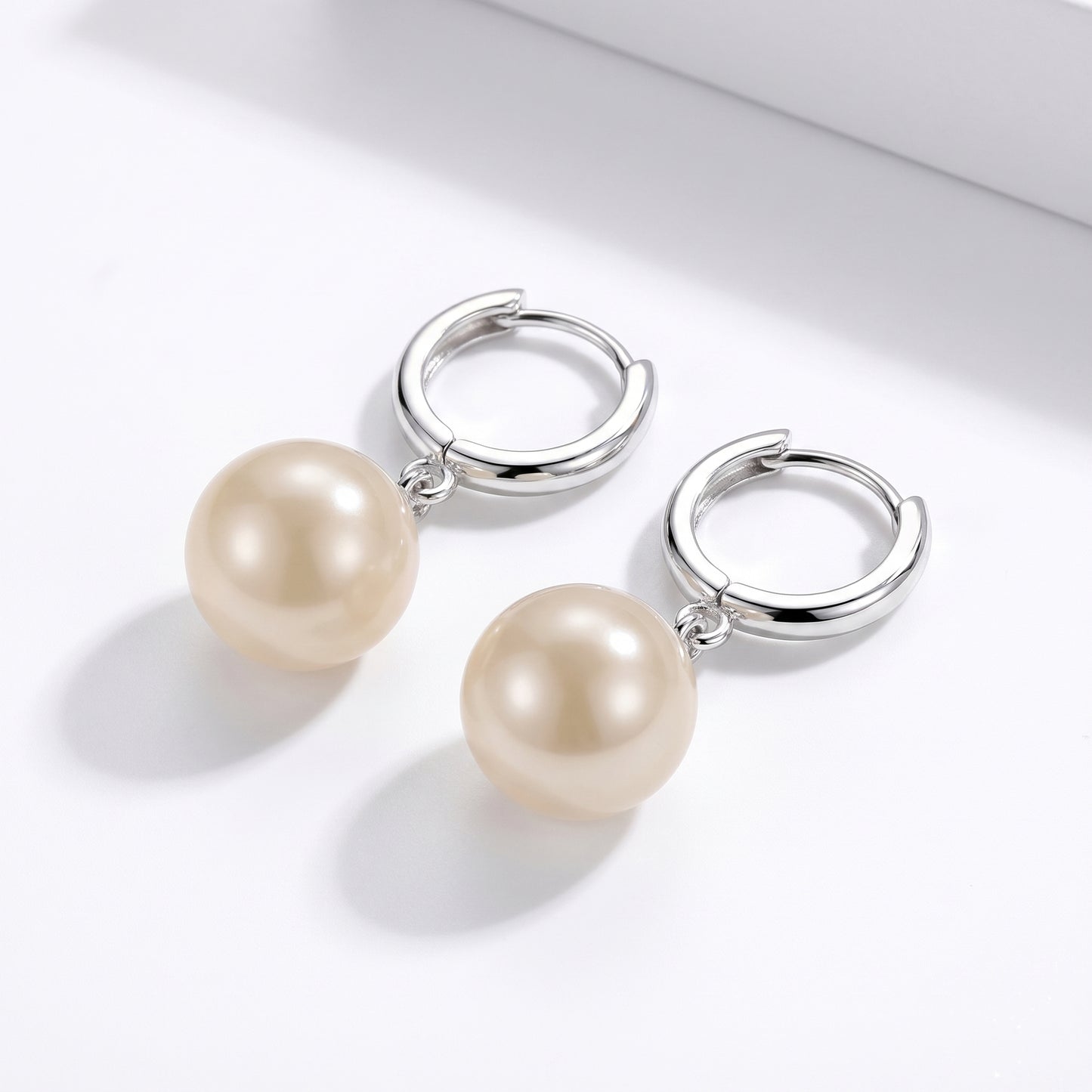 Cream Pearl Hoop Earrings