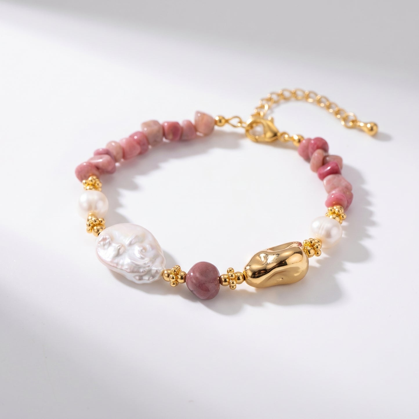 Pink Rhodochrosite Pearl Bracelet