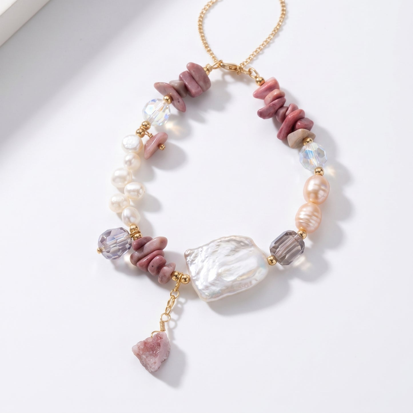Boho Pink Gemstone Bracelet