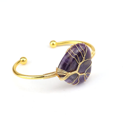 Amethyst Heart Cuff Bangle