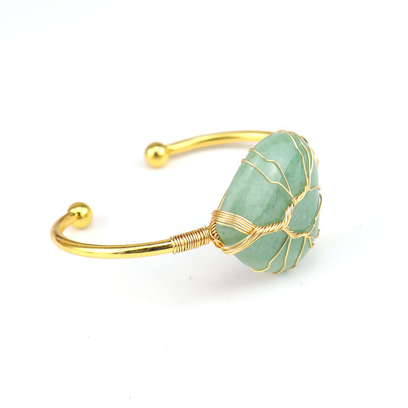 Green Aventurine Heart Cuff Bangle
