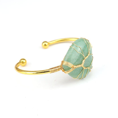 Green Aventurine Heart Cuff Bangle