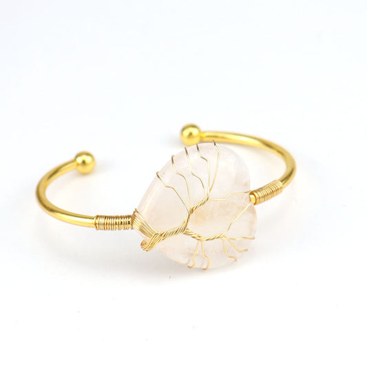Clear Crystal Heart Cuff Bangle