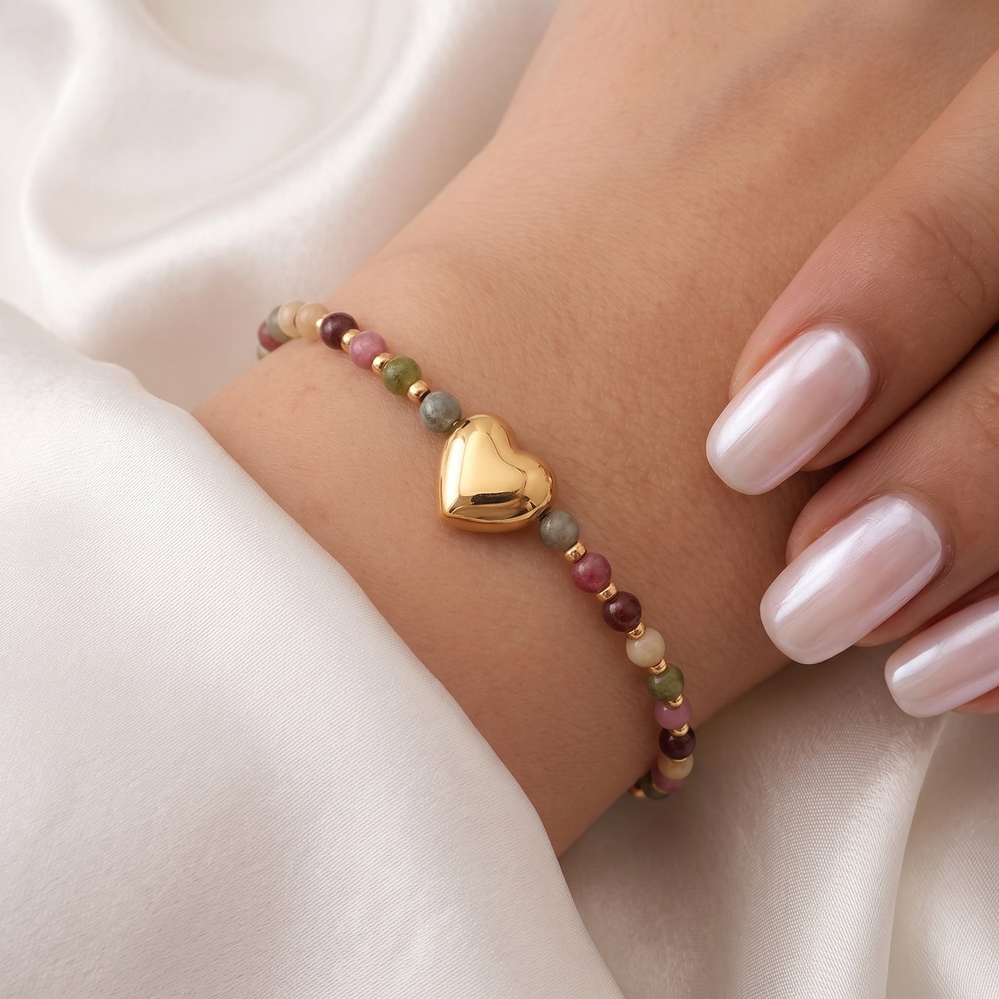 MultiCrystal Gold Heart Bracelet