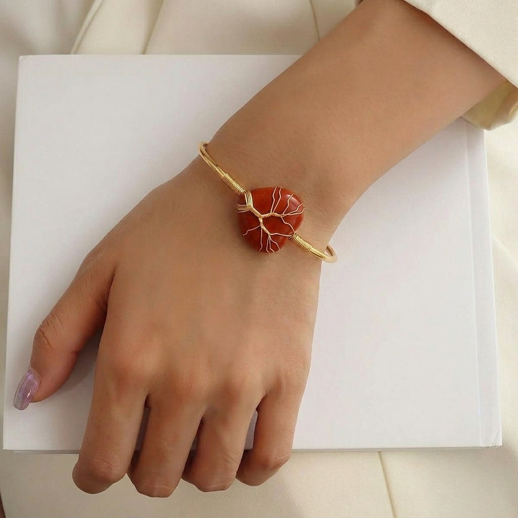 Red Jasper Heart Bangle