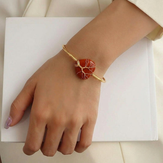 Red Jasper Heart Bangle
