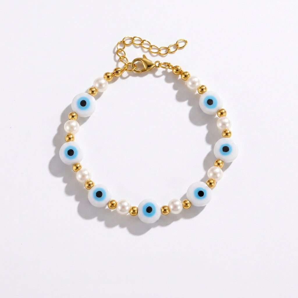 Evil Eye Pearl Bracelet