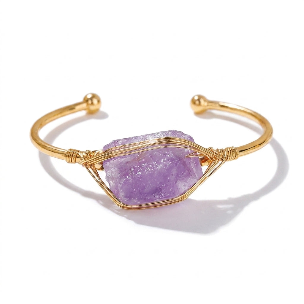 Raw Amethyst Cuff Bangle