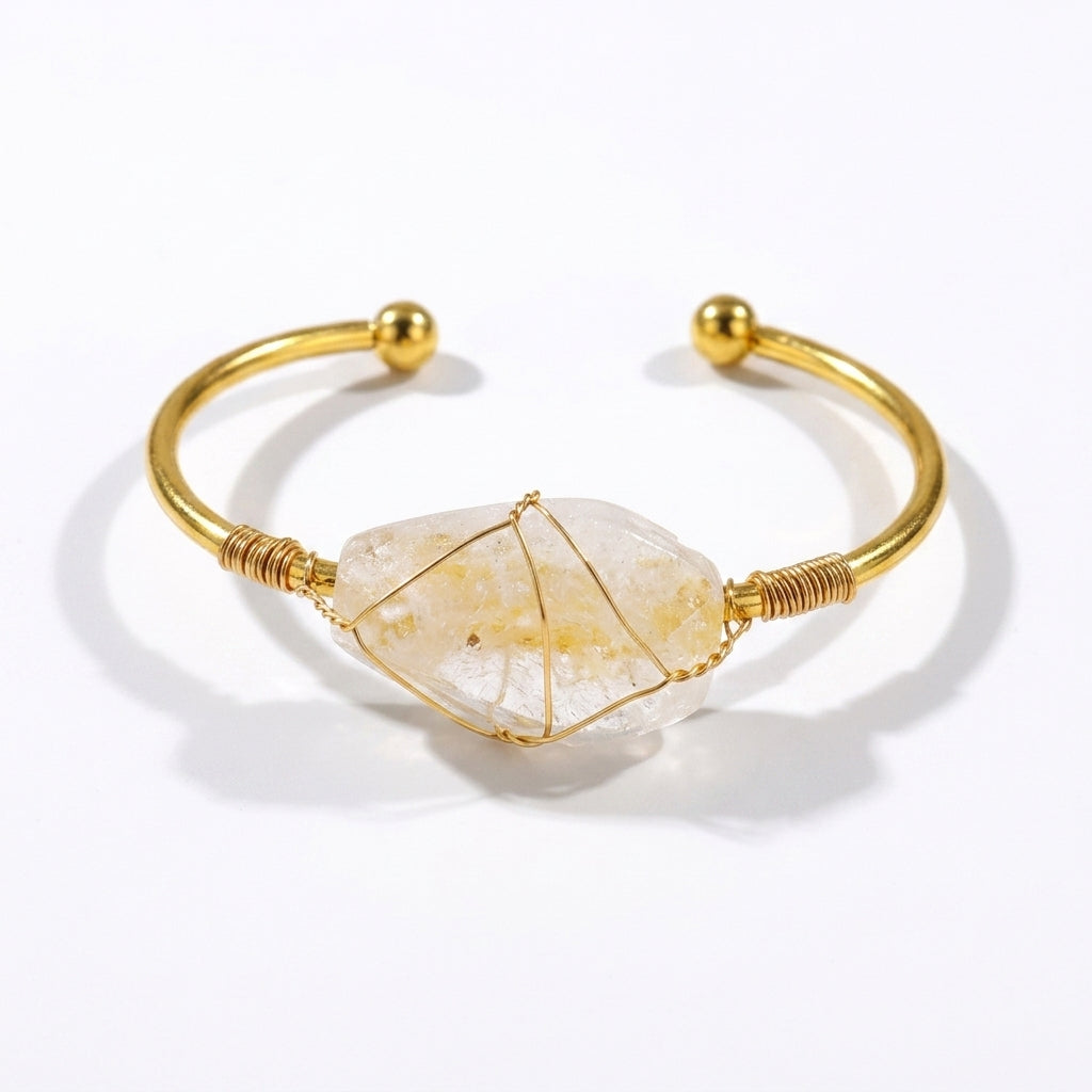Raw Clear Quartz Cuff Bangle