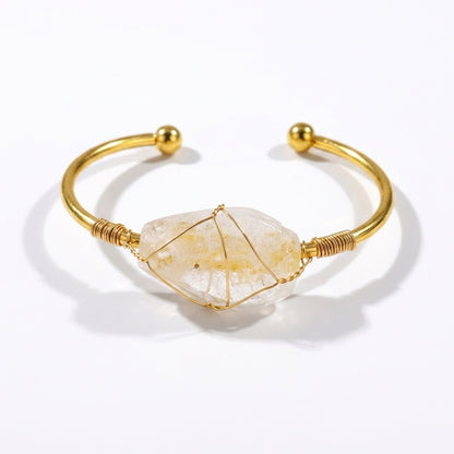 Raw Clear Quartz Cuff Bangle