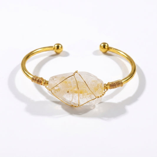 Raw Clear Quartz Cuff Bangle