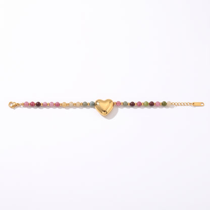 MultiCrystal Gold Heart Bracelet