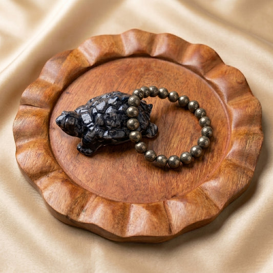 Money & Abundance Combo Pyrite Bracelet & Pyrite Turtle (Kachhua)