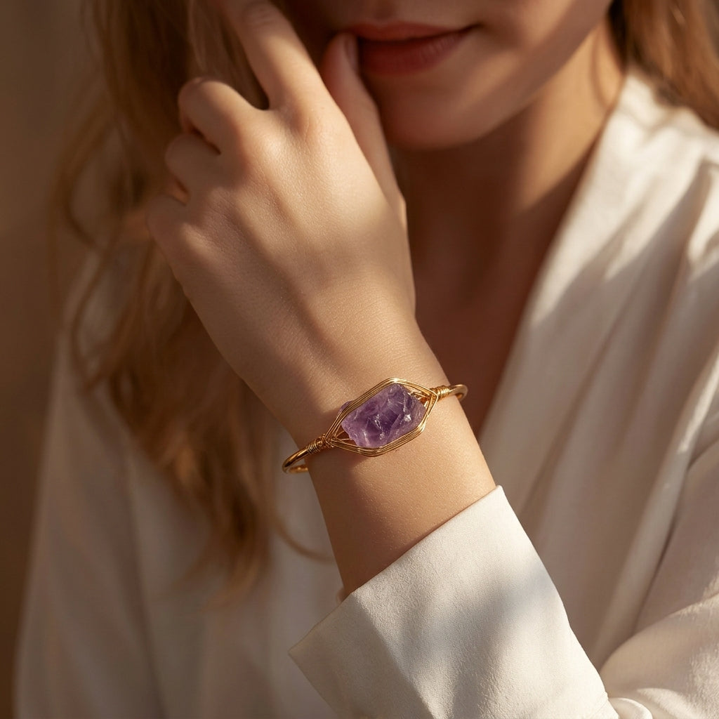 Raw Amethyst Cuff Bangle