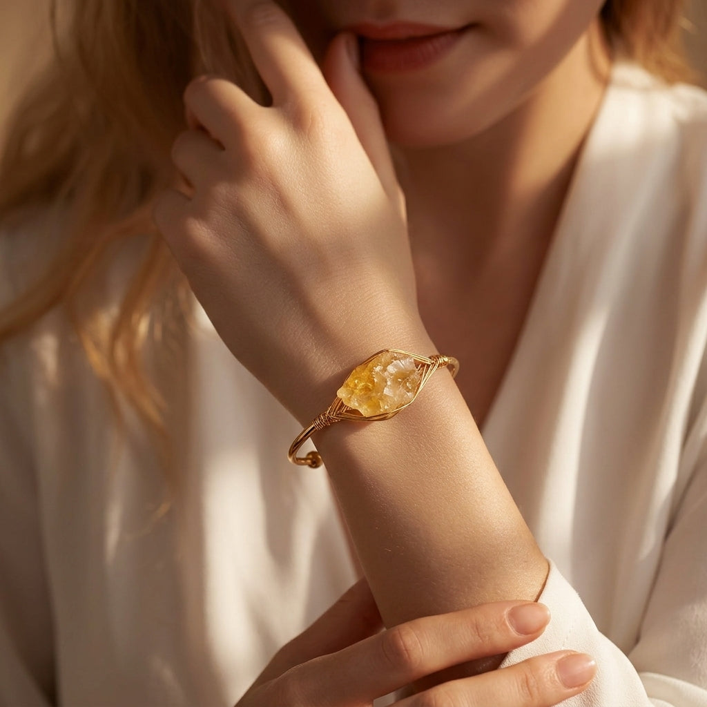 Raw Citrine Cuff Bangle
