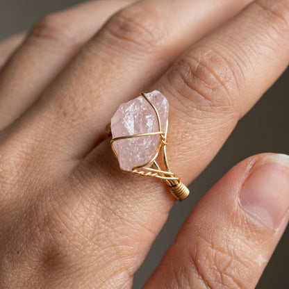 Raw Rose Quartz Ring
