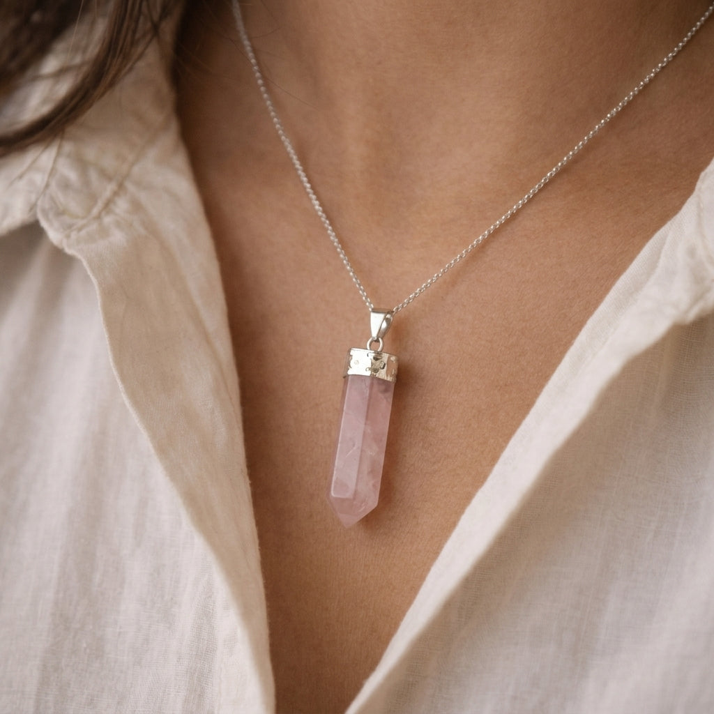 Rose Quartz Pencil Pendant