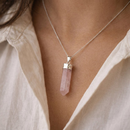 Rose Quartz Pencil Pendant
