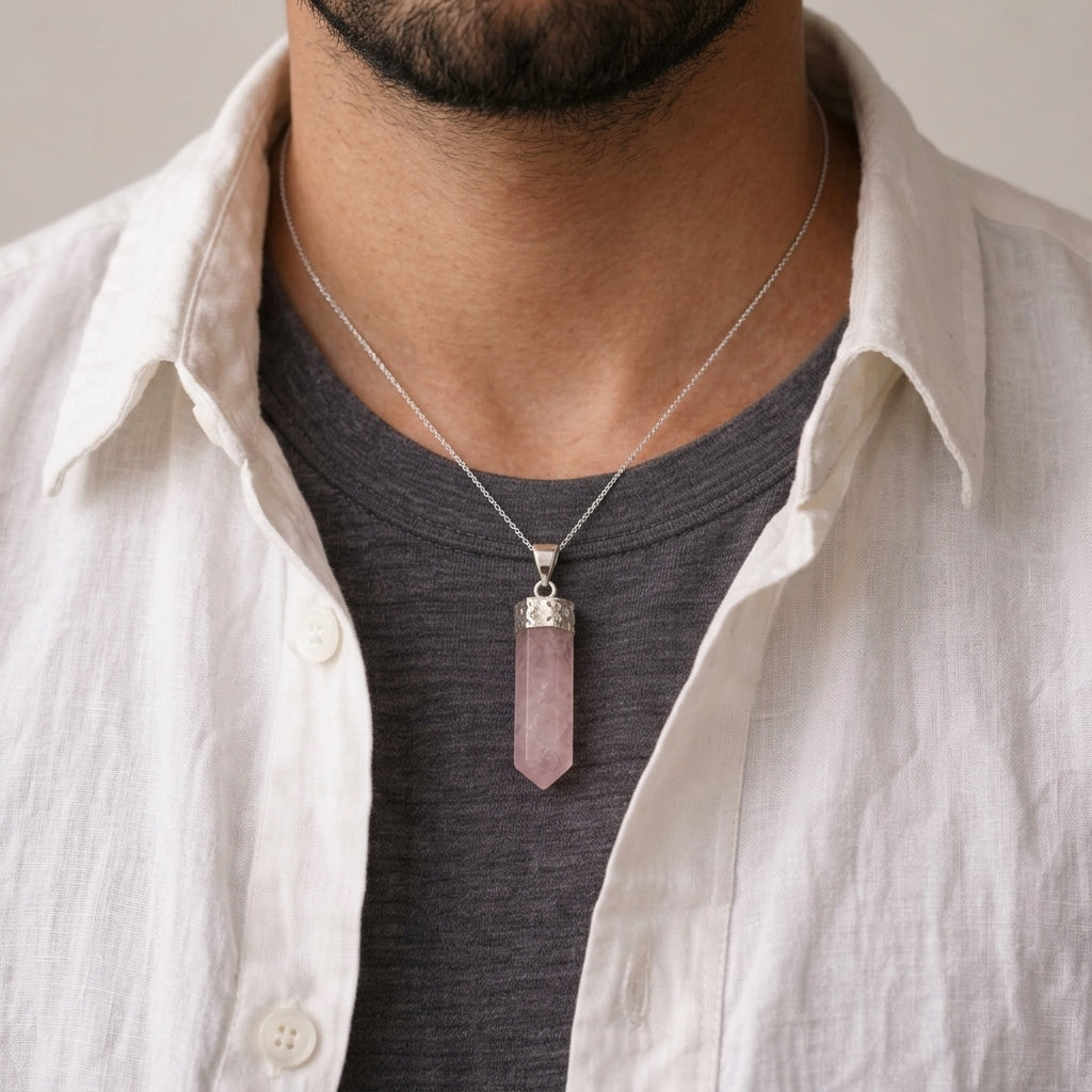 Rose Quartz Pencil Pendant
