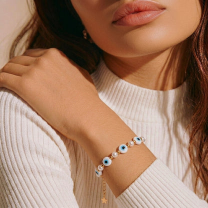 Evil Eye Pearl Bracelet