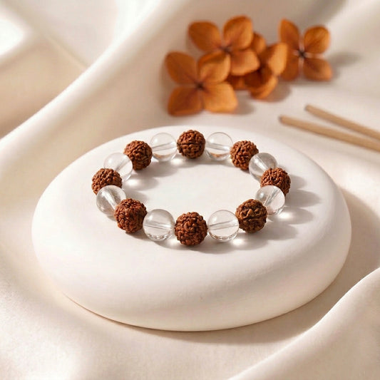 Crystal and Rudraksh Bracelet