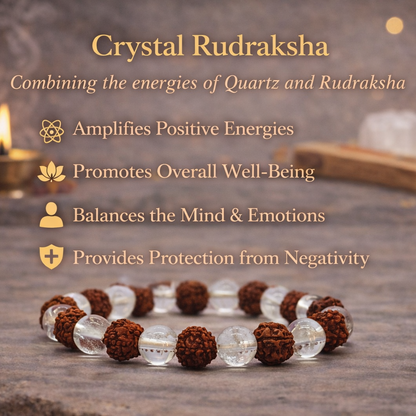 Crystal and Rudraksh Bracelet