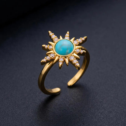 Turquoise Sunburst Open Ring