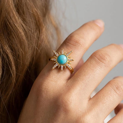 Turquoise Sunburst Open Ring