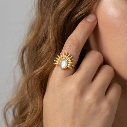 Pearl Sunburst Open Ring
