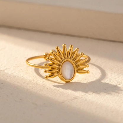 Pearl Sunburst Open Ring