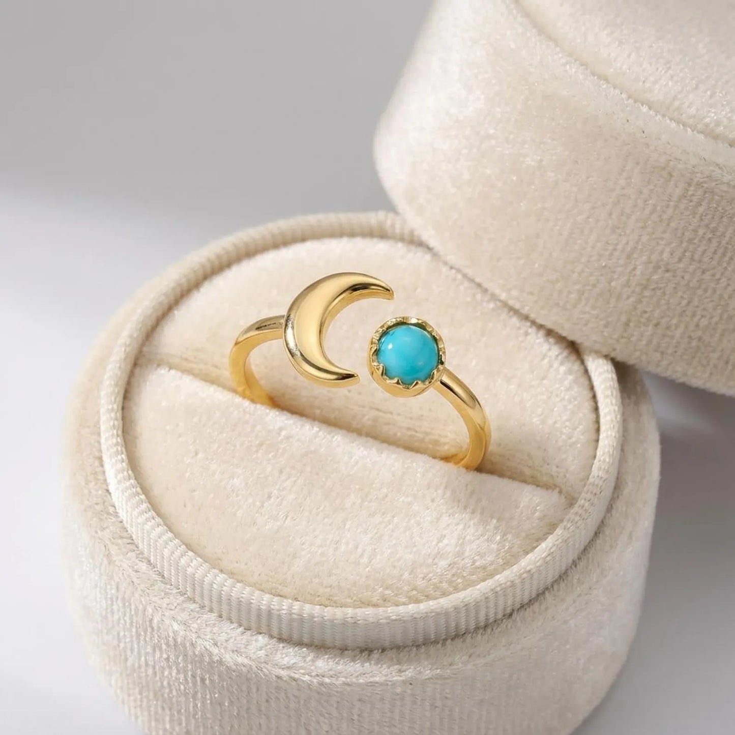 Turquoise Crescent Moon Open Ring