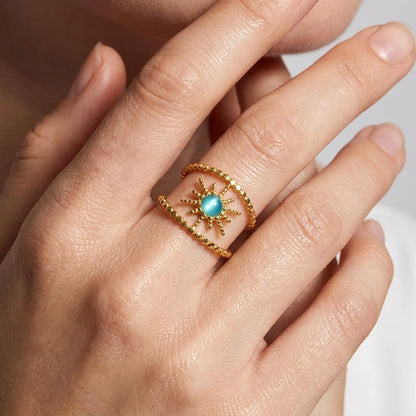 Sunburst Gemstone Open Ring