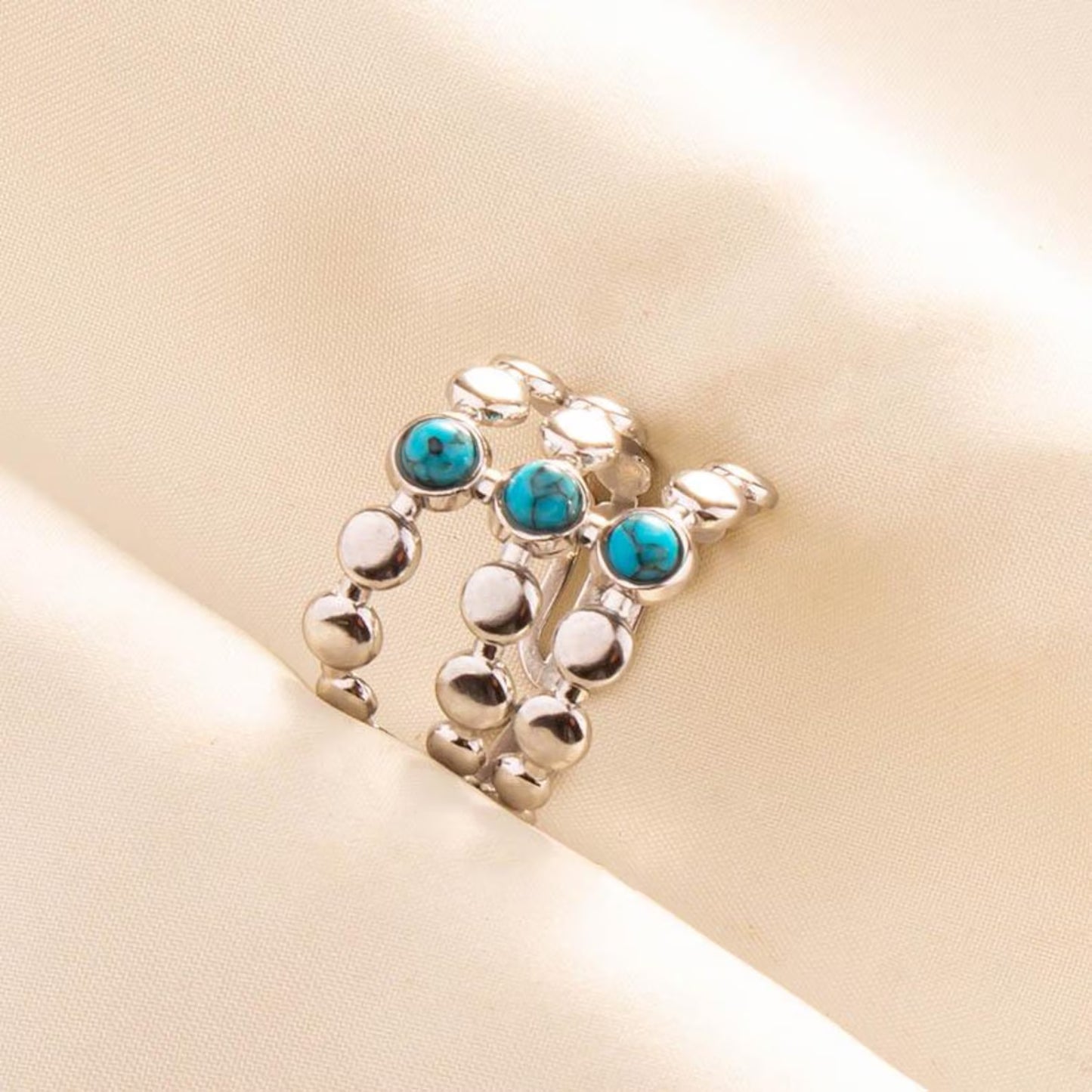 Gemstone Beaded Open Ring