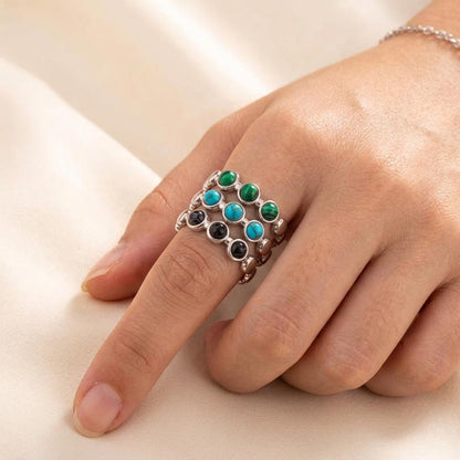 Gemstone Beaded Open Ring