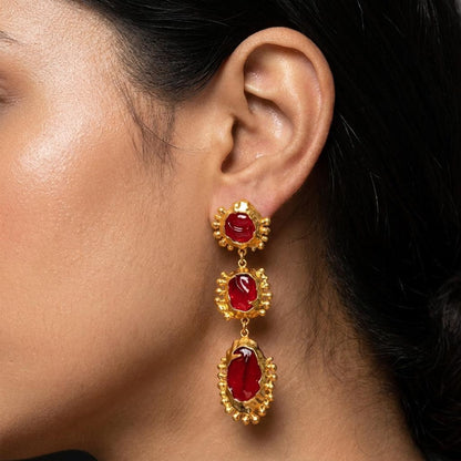 Glass Cabochon Drop Earrings