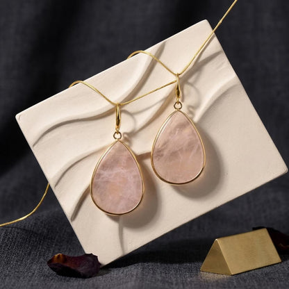 Rose Quartz Teardrop Earrings