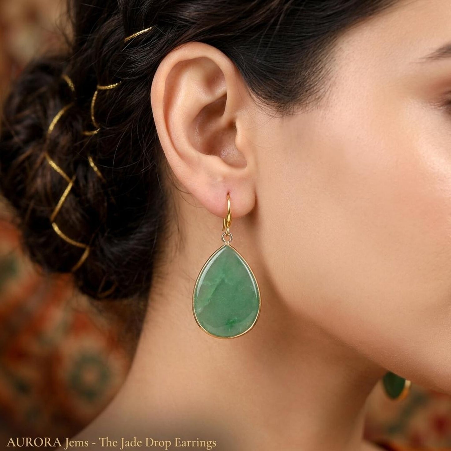 Green Jade Teardrop Earrings