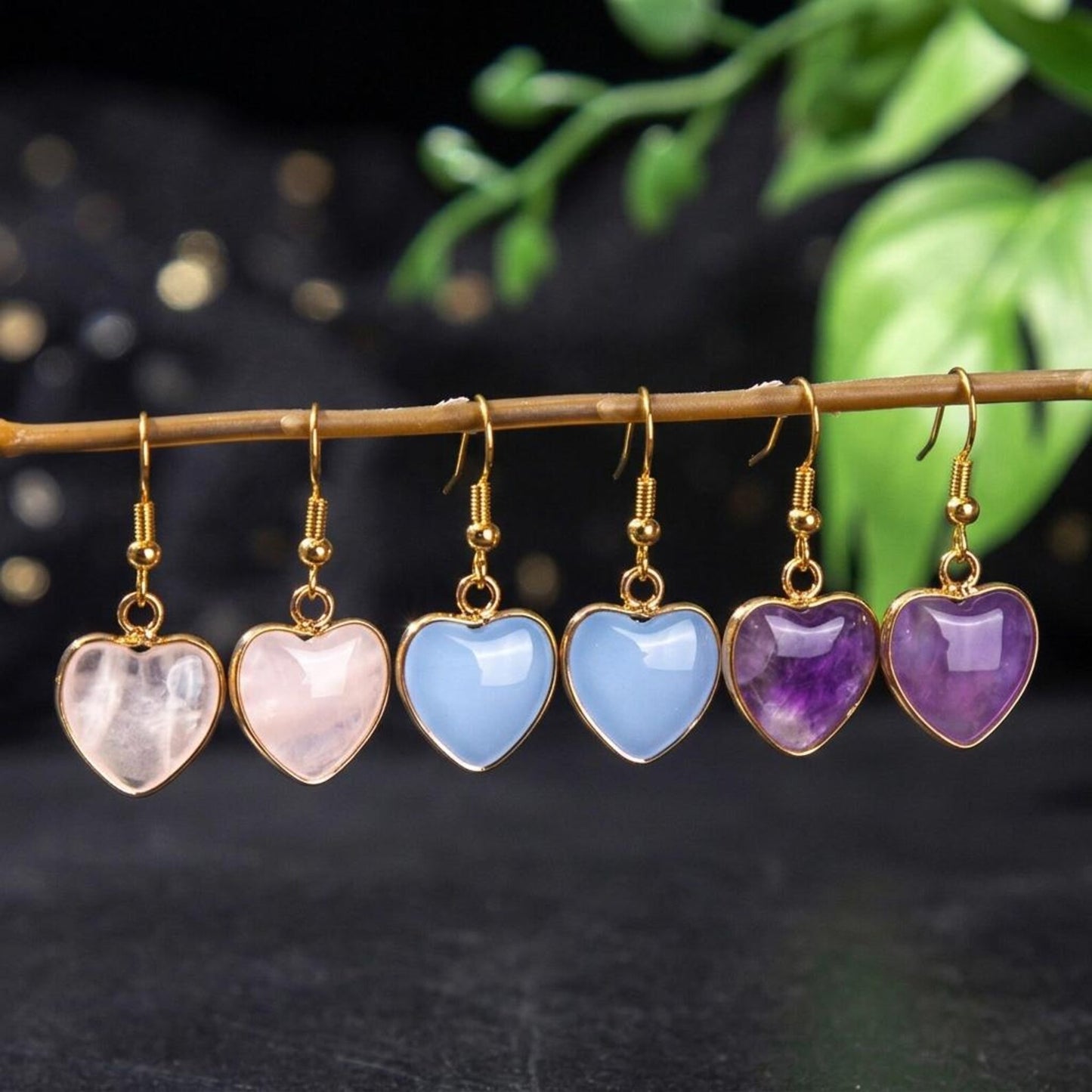 Gemstone Heart Earrings