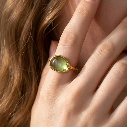 Peridot Oval Bezel Solitaire Ring