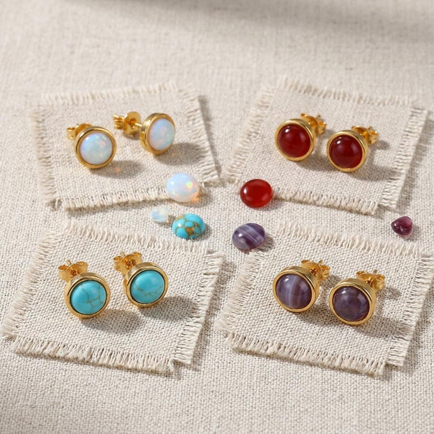 Gemstone Bezel Earrings