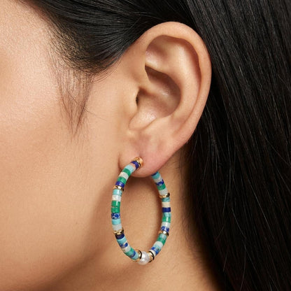 Pearl Gemstone Hoop Earrings