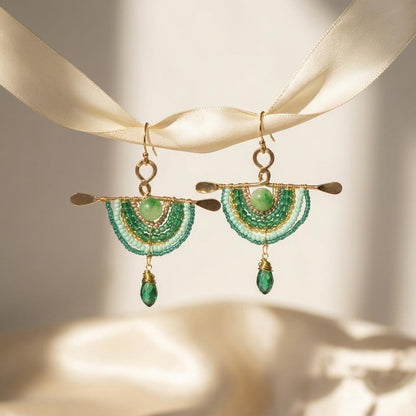 Beaded Fan Earrings