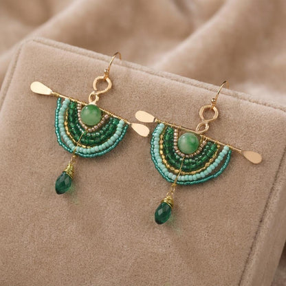 Beaded Fan Earrings